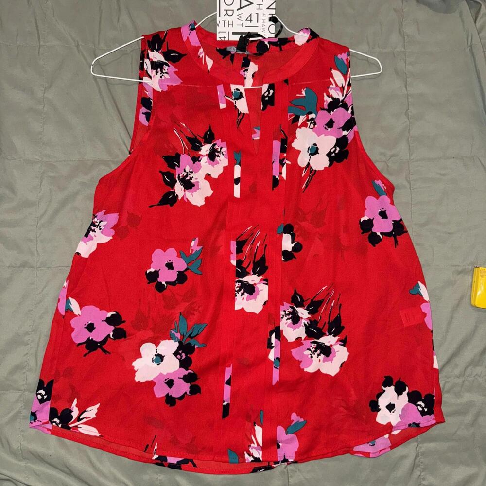 41 Hawthorn Lexie Floral Sleeveless Blouse, Women's Size L - Red Multi